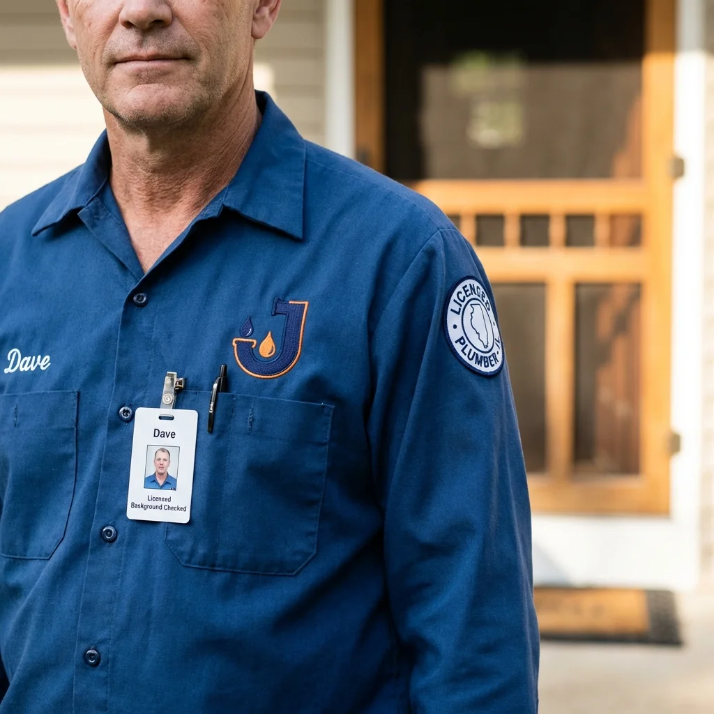 Licensed plumber showing ID badge in Franklin, TN