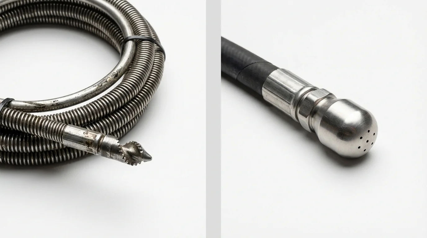 Drain snake cable and hydro jetting nozzle used for drain cleaning in Franklin, TN