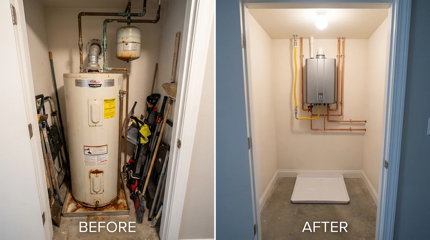 Tank water heater versus wall-mounted tankless unit comparison for Franklin, TN homeowners